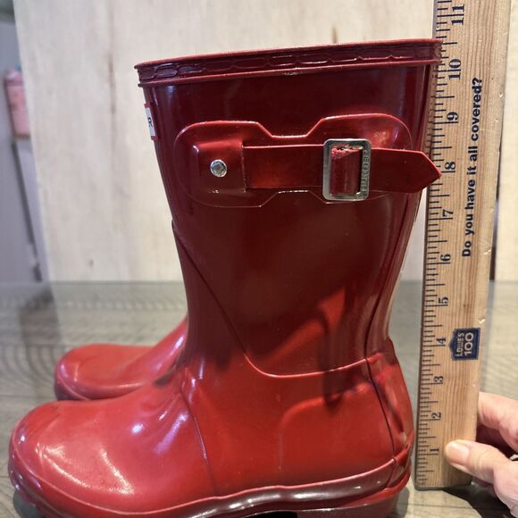 Hunter boots Womens Size 7 Original Gloss Red Waterproof Slip-On Rain Boots - Picture 2 of 6